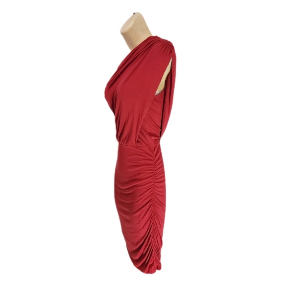 Lush Dress One Shoulder Rushed Mini Red Size L - Picture 6 of 11
